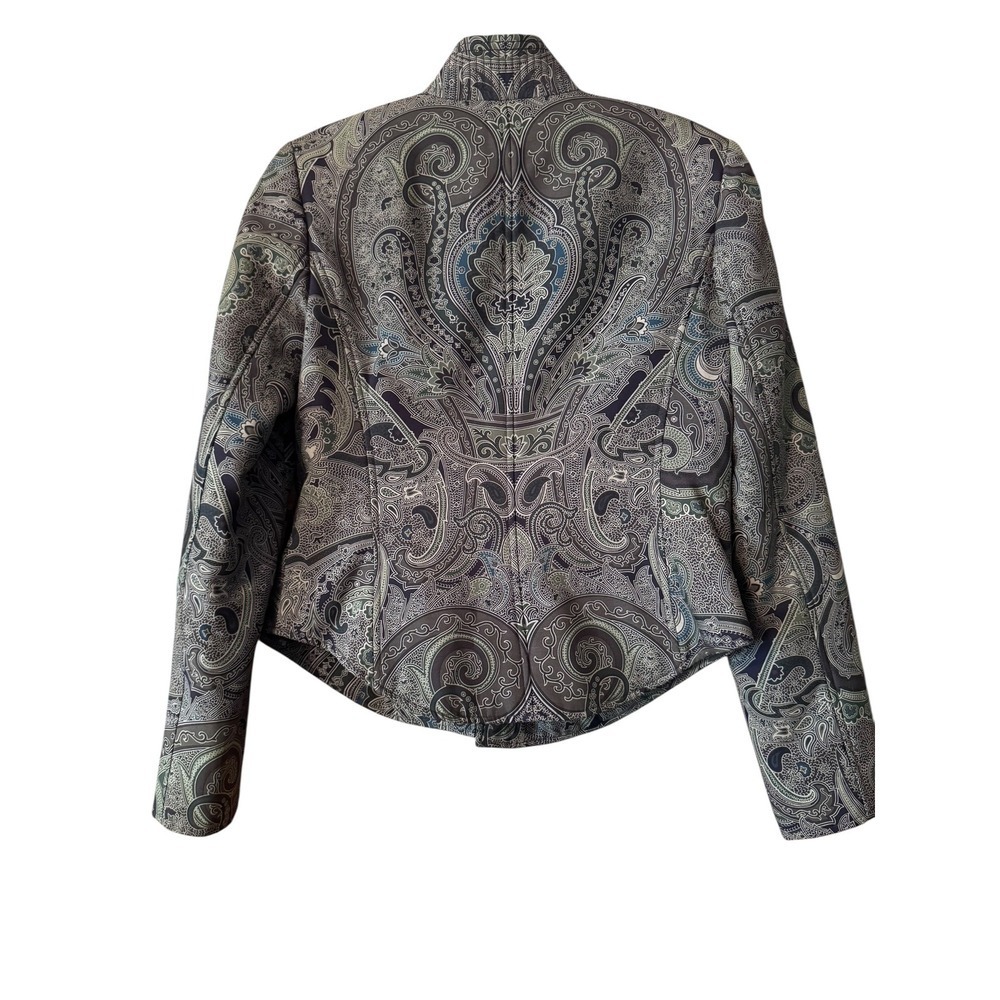 Linda Allard Ellen Tracy Paisley Print Button Up Mandarin Collar wool silk - Picture 3 of 9